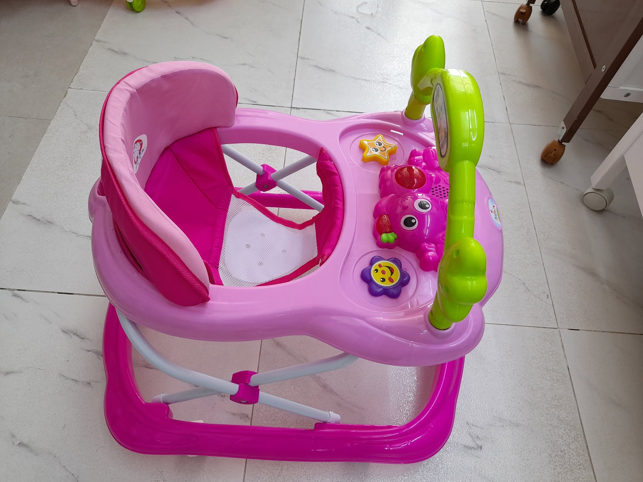 Marche bébé/trotteur pour bébé, lumière, vibrateur avec musique, roues pour enfants - bleu/vert-1