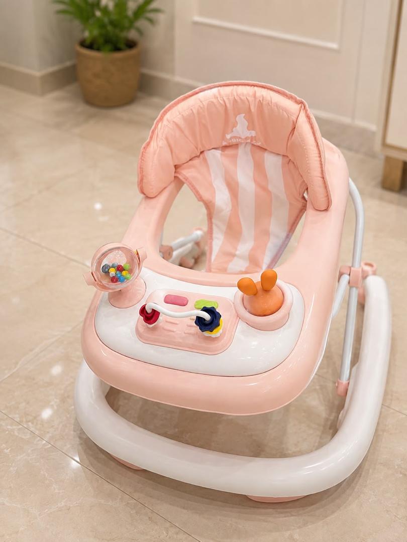 Marche bébé/trotteur pour bébé, lumière, vibrateur avec musique, roues pour enfants - Rose-1