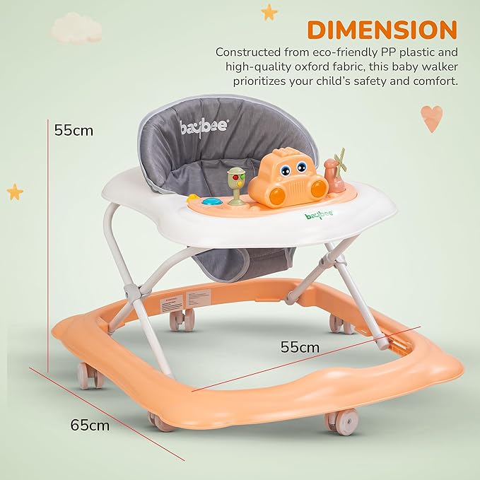 Marche bébé/trotteur pour bébé, lumière, vibrateur avec musique, roues pour enfants - Rose-1
