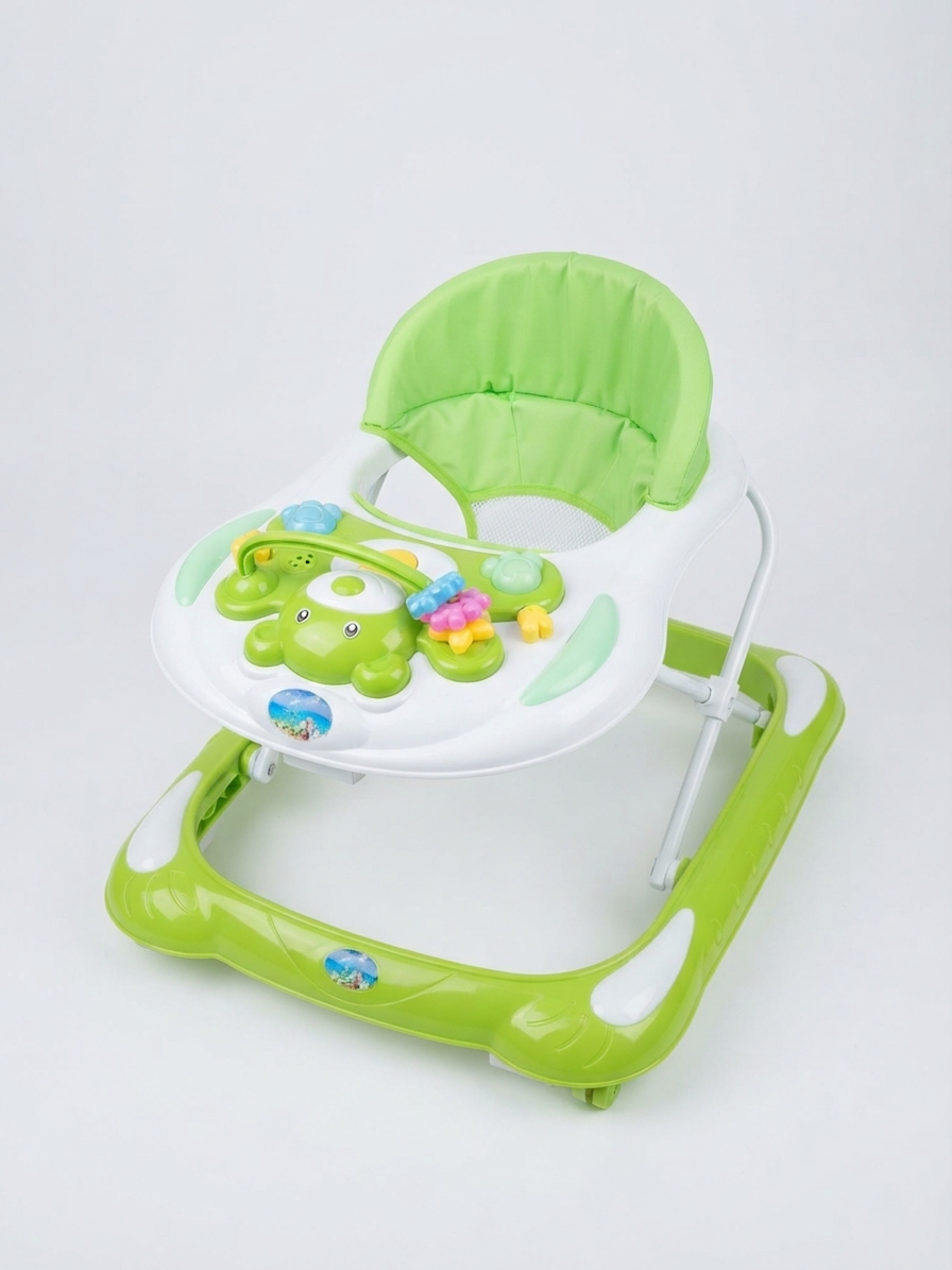 Marche bébé/trotteur pour bébé, lumière, vibrateur avec musique, roues pour enfants - Vert (Copie)
