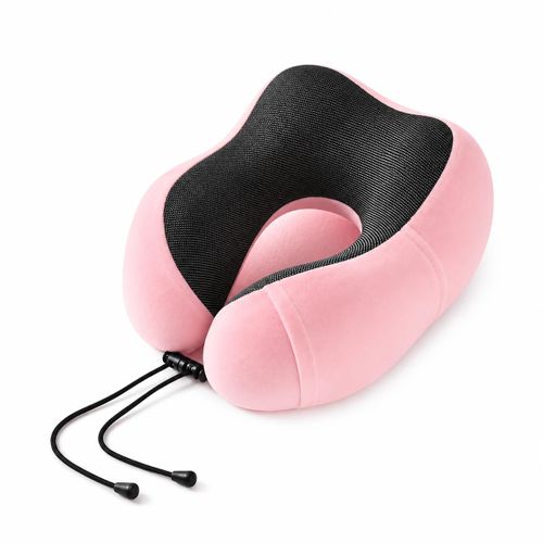 Oreiller de voyage en mousse à mémoire de forme, Oreiller de cou de voyage 100% - Rose