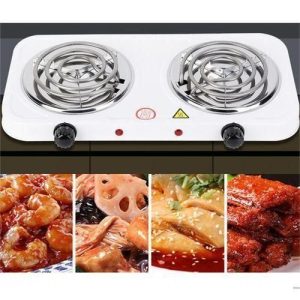 Plaque de cuisson électrique 2 feux en spirale- 2000W - Blanc