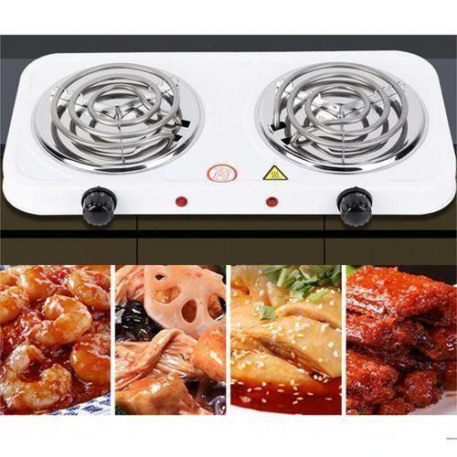 Plaque de cuisson électrique 2 feux en spirale- 2000W - Blanc