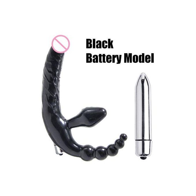 Plug Anal à Trois Points à 10 Canaux Lesbienne Jouet Sexuel Portable - Noir-1