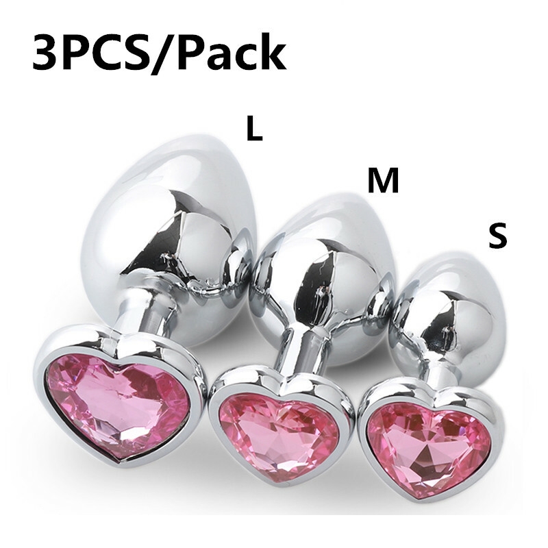 Plug Anal Coeur 3 Tailles En Acier Inoxydable Cristal Plug Anal Amovible Godemichet Anal Stimulateur Anal Jouets Sexuels Masseur De P Rostate Gode-6