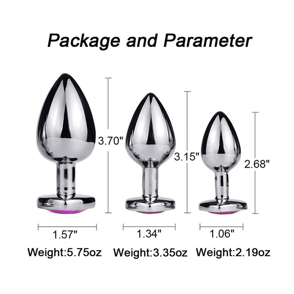 Plug Anal Coeur 3 Tailles En Acier Inoxydable Cristal Plug Anal Amovible Godemichet Anal Stimulateur Anal Jouets Sexuels Masseur De P Rostate Gode-7