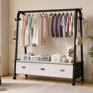 Portant à vêtements et accessoires métallique avec Tiroir