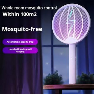 Raquette anti-moustiques pliable à lumière UV, tapette à moustiques électrique 2 en 1 avec chargement USB (Copie)