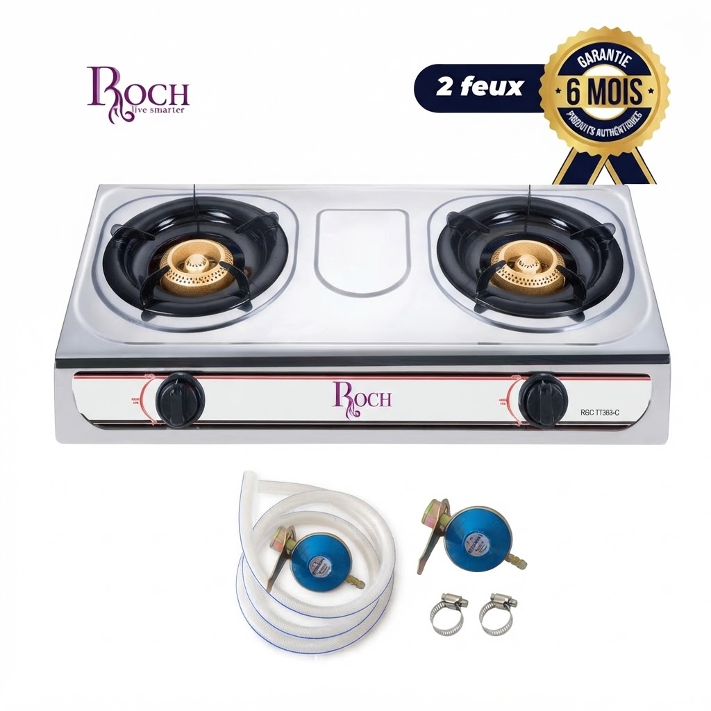 Roch Cuisinière De Table inoxydable - 2 Feux Avec raccord