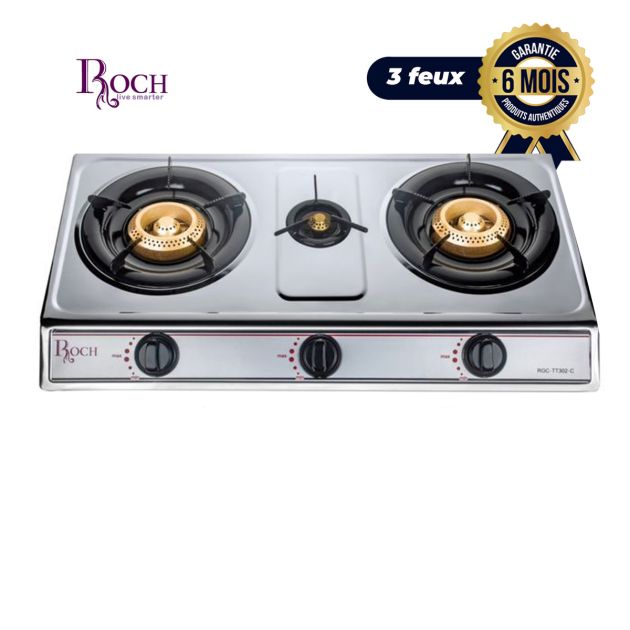 Roch Cuisinière De Table inoxydable - Allumage automatique - 3 Feux