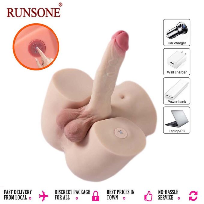 RUNSONE Dil-do Automatique Poussant Amélioré de 7kgs Rechargeable Intelligente avec Torse Masculin, Poupée Sexuelle Vibrante Réaliste avec Tunnel Anal Serré, Masturbateur Jouets Adultes pour Femmes, Couples, Lesbiennes-1