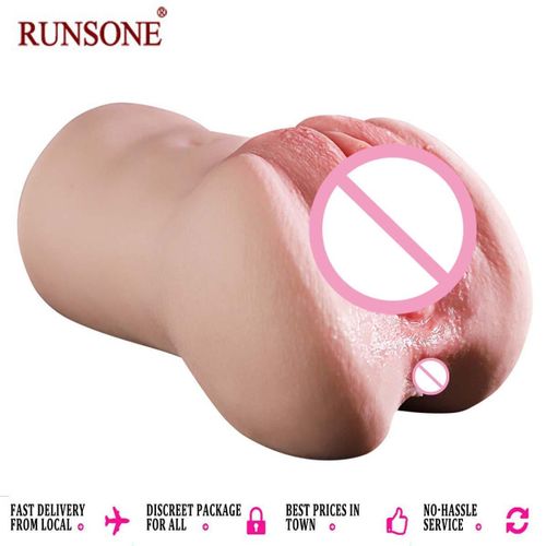 RUNSONE Godemiché géant réaliste pour la masturbations masculine, en 3D, avec vagin et anus, et canal vierge étroit. Jouet sexuel pour la masturbate masculine.