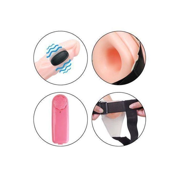 RUNSONE Godemiché réaliste à harnais ajustable, vibromasseur point G, jouet sexuel pour adultes (vagin, anal) pour couples lesbiens, femmes et hommes.-3