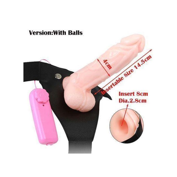 RUNSONE Godemiché réaliste à harnais ajustable, vibromasseur point G, jouet sexuel pour adultes (vagin, anal) pour couples lesbiens, femmes et hommes.-4