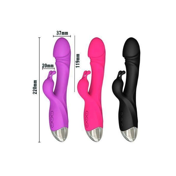 RUNSONE Godemiché réaliste en forme de lapin avec veinures, vibromasseur point G rechargeable et étanche, puissant stimulateur clitoridien vibrant, masseur à double moteur, jouet sexuel pour femmes et couples adultes.-2