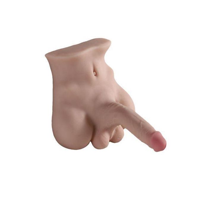 RUNSONE Poupée sexuelle réaliste de 3 kg avec godemichet, torse masculin et tunnel anal étroit flexible. Masturbateur féminin unisexe pour adultes, couples et utilisateurs solo.-7