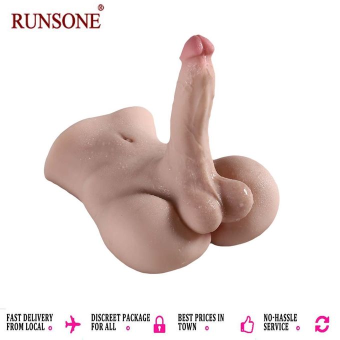 RUNSONE Poupée sexuelle réaliste de 3 kg avec godemichet, torse masculin et tunnel anal étroit flexible. Masturbateur féminin unisexe pour adultes, couples et utilisateurs solo.-8