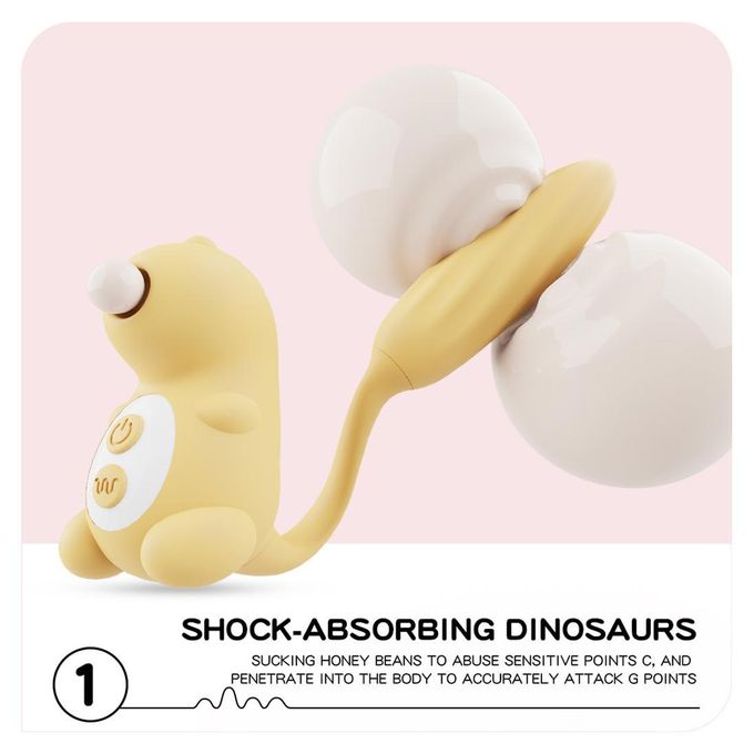 RUNSONE Vibrateur discret 3 en 1 à succion et vibrations, masseur mignon en forme de queue de dinosaure pour clitoris, mamelons et anal. 12 modes de succion et de vibrations. Jouet sexuel pour adultes.-4