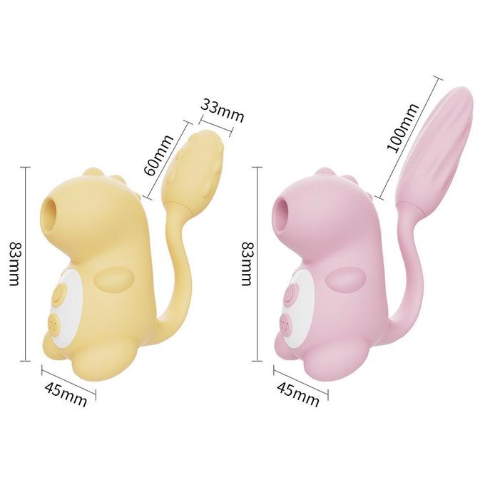 RUNSONE Vibrateur discret 3 en 1 à succion et vibrations, masseur mignon en forme de queue de dinosaure pour clitoris, mamelons et anal. 12 modes de succion et de vibrations. Jouet sexuel pour adultes.-7