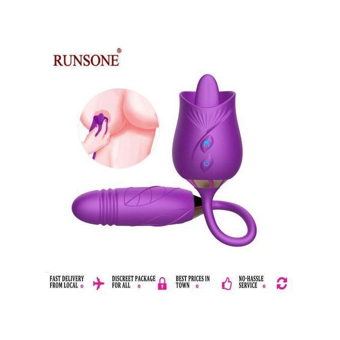RUNSONE Vibrateur Rose Toy, gode vibrant pour point G, stimulateur clitoridien, plug anus, jouet sexuel pour adultes, masturbations en couple-1