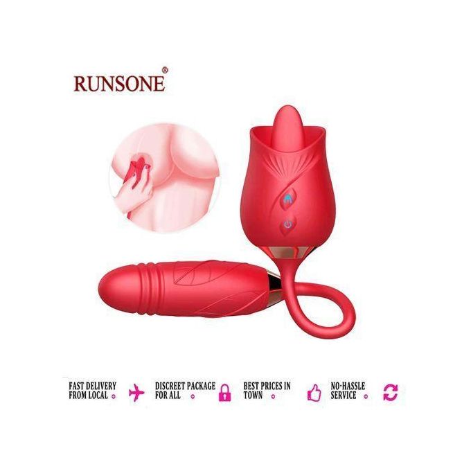 RUNSONE Vibrateur Rose Toy, gode vibrant pour point G, stimulateur clitoridien, plug anus, jouet sexuel pour adultes, masturbations en couple-2