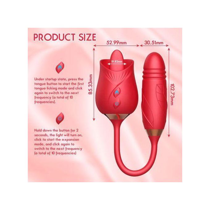 RUNSONE Vibrateur Rose Toy, gode vibrant pour point G, stimulateur clitoridien, plug anus, jouet sexuel pour adultes, masturbations en couple-4