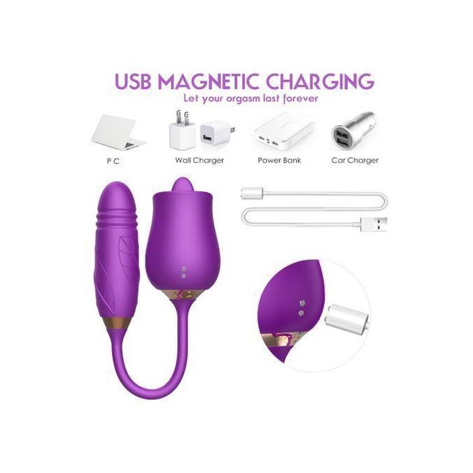RUNSONE Vibrateur Rose Toy, gode vibrant pour point G, stimulateur clitoridien, plug anus, jouet sexuel pour adultes, masturbations en couple-5