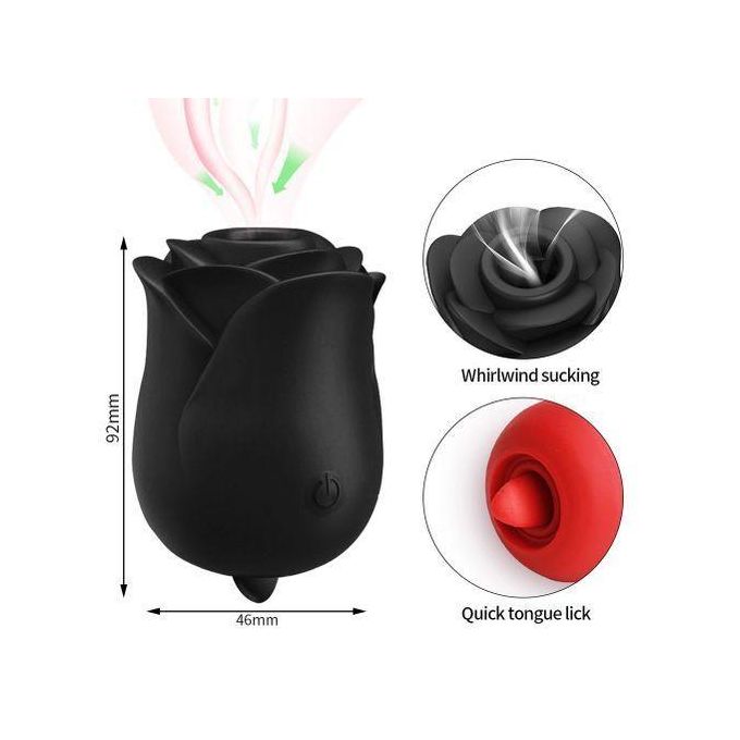 RUNSONE Vibromasseur 2 en 1 en forme de rose, stimulant clitoridien et langue, puissant, rechargeable, étanche, compact et masturbateur pour adultes, jouet sexuel idéal, cadeau parfait pour femmes, épouses, petites amies et couples.-2