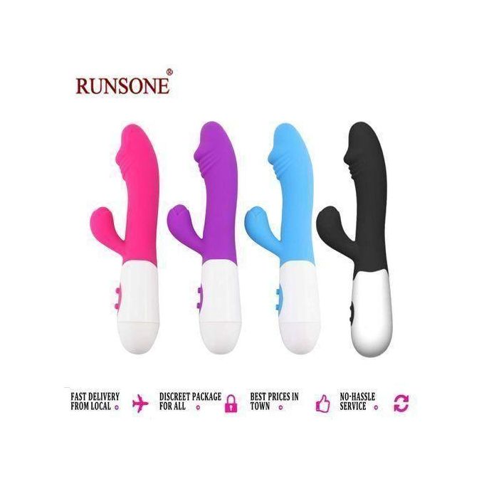 RUNSONE Vibromasseur amélioré pour femmes, puissant gode en silicone pour point G, 10 modes, masseur personnel pour adultes, stimulateur vaginus et clitoridien silencieux, 2 moteurs à plusieurs vitesses, vibromasseur lapin, best-seller, jouet sexuel féminin-1