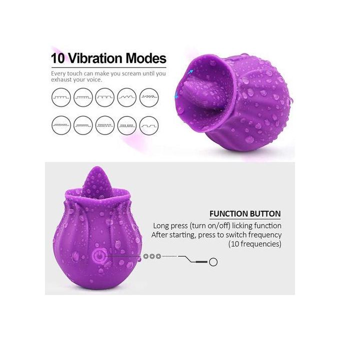 Sex Toy Vibromasseur à Lécher Vaginal En Forme De Rose, Jouet Sexuel Pour Femmes-4