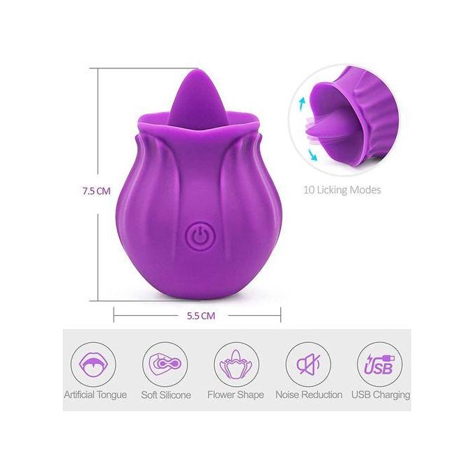 Sex Toy Vibromasseur à Lécher Vaginal En Forme De Rose, Jouet Sexuel Pour Femmes-7