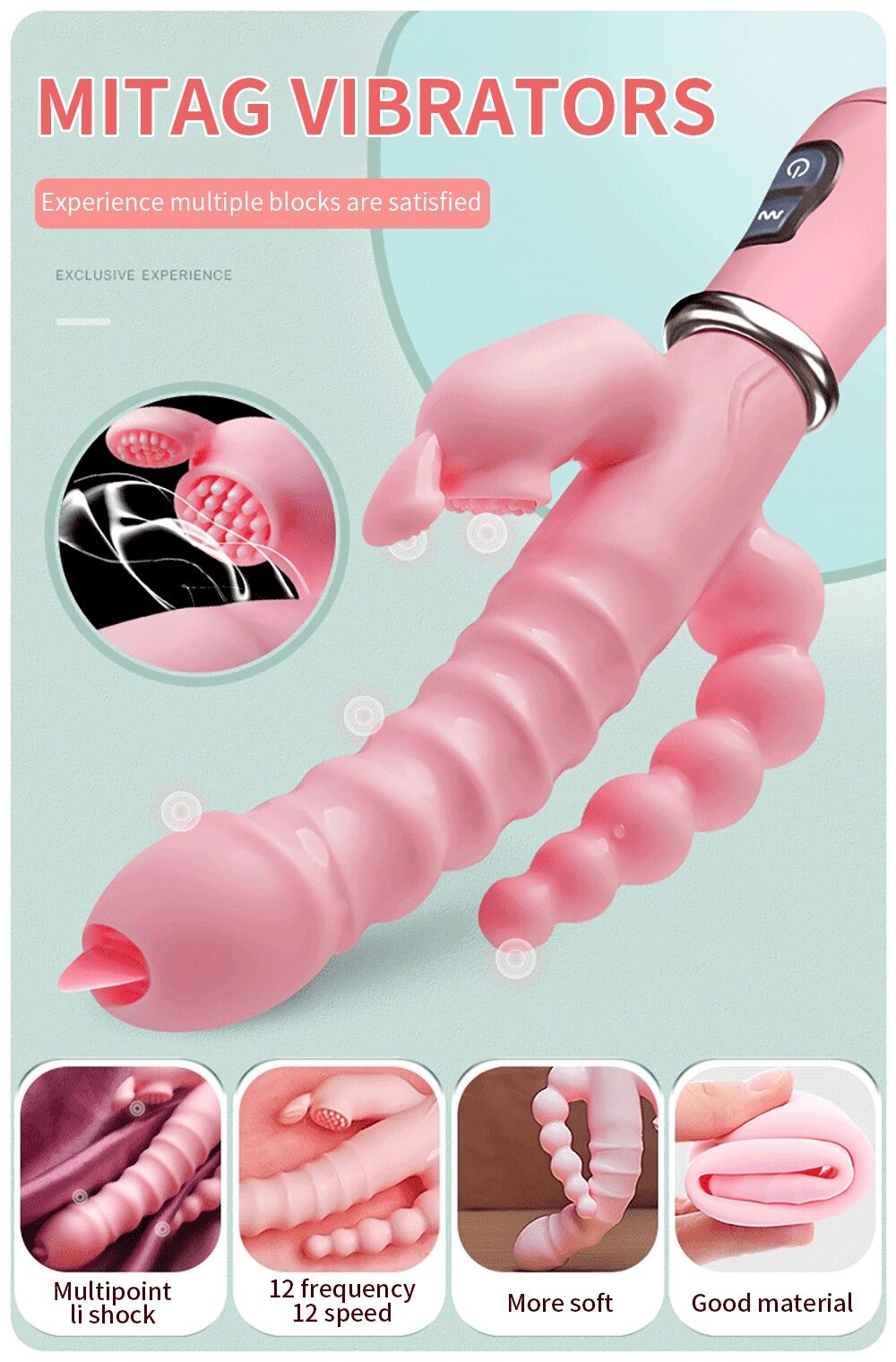 SEXTOYS Sextoys Vibromasseur 3 En 1 Pour Femmes, 12 Modes De Vibration, Gode, Stimulateur De Clitoris-9