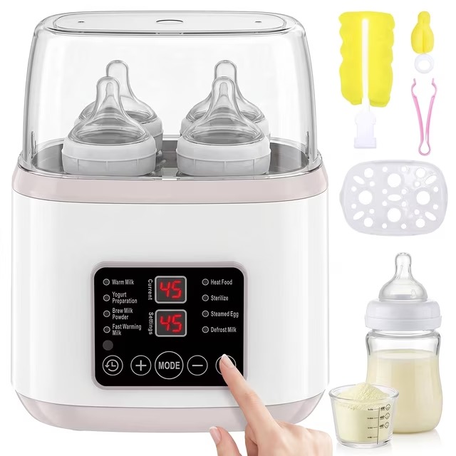 Stérilisateur de biberons Télécommandé - Chauffe-biberon sans BPA - Stérilisateur pour bébés - Kit de voyage pour nouveau-né (4 biberons)- Blanc-4