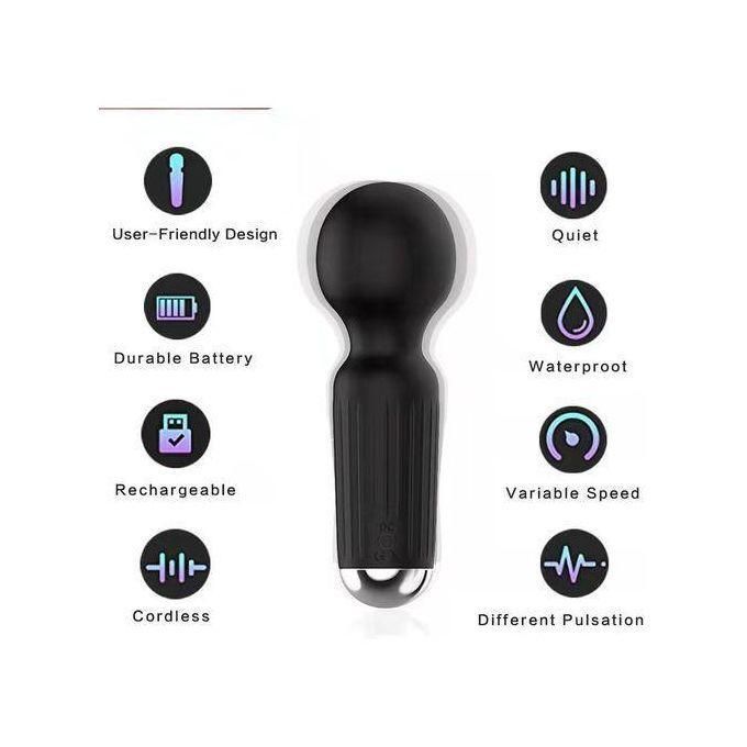 Stimulateur Clitoridien Point G Féminin Mini Vibromasseur 20 Vitesses Silicone Souple AV Vibrateur Adulte Sexy Jouet-noir-2