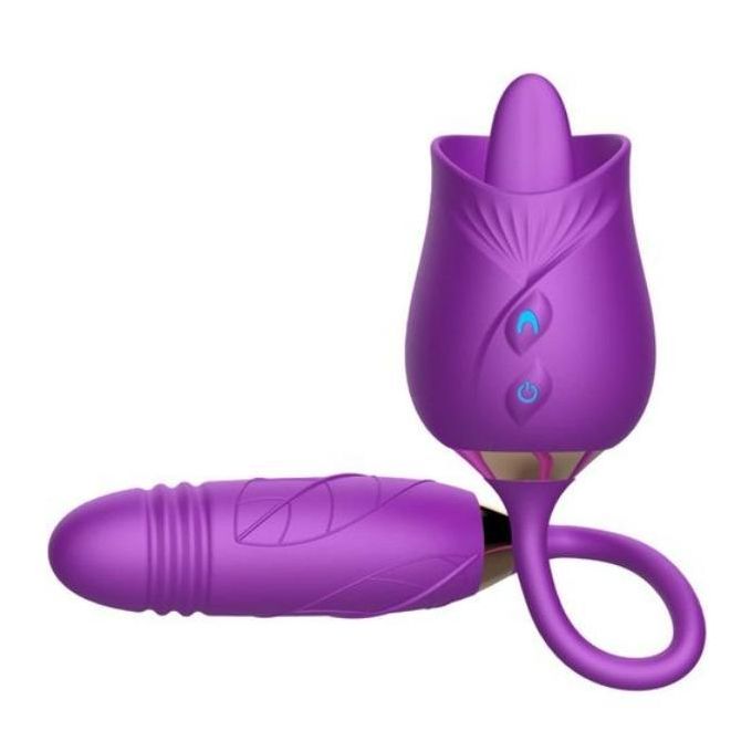Vibrateur 2-en-1 Premium pour femme : succion (clitoris/point G) et plug anal – Jouet sexuel rechargeable-1