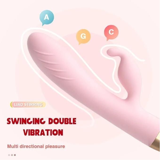 Vibromasseur à rotation 360°, double stimulation interne et externe, design réaliste, 10 modes, recharge USB. Jouet sexuel avec un bijou offert en cadeau gratuit.-5