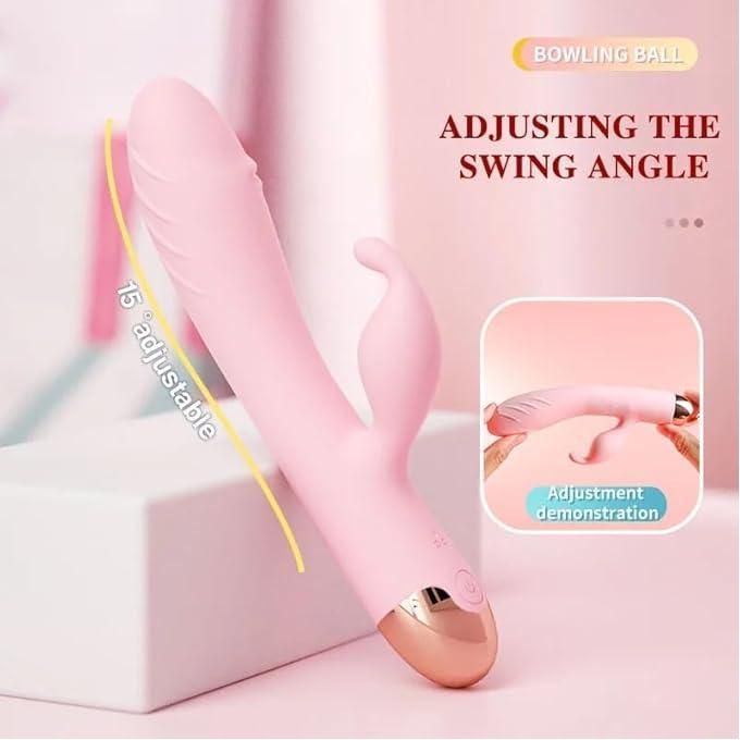 Vibromasseur à rotation 360°, double stimulation interne et externe, design réaliste, 10 modes, recharge USB. Jouet sexuel avec un bijou offert en cadeau gratuit.-6