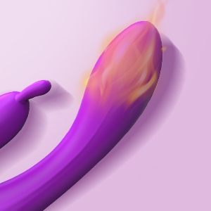Vibromasseur lapin pour point G avec fonction chauffante et oreilles de lapin pour la stimulation du point G du clitoris, gode étanche avec  vibrations puissantes, stimulateur à double moteur pour femmes ou couples (violet)-9
