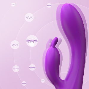 Vibromasseur lapin pour point G avec fonction chauffante et oreilles de lapin pour la stimulation du point G du clitoris, gode étanche avec  vibrations puissantes, stimulateur à double moteur pour femmes ou couples (violet)-11