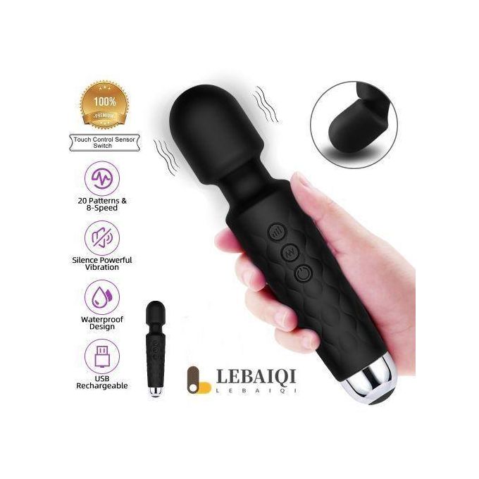 Vibromasseur Magic Wand à vitesse réglable – Stimulateur du point G et du clitoris – Noir-1