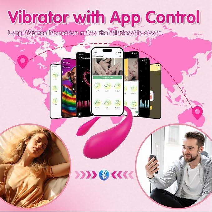 Vibromasseur portable pour femme - Jouet pour adultes avec application Bluetooth longue portée, contrôle à distance, stimulation du point G, plus de 9 modes de vibration, mini vibromasseur culotte, plug anal, jouet sexuel pour femmes et couples-3