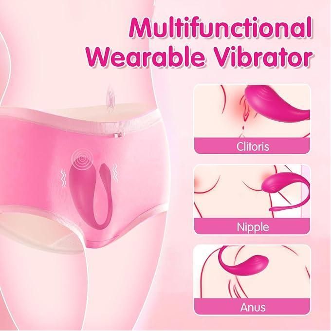 Vibromasseur portable pour femme - Jouet pour adultes avec application Bluetooth longue portée, contrôle à distance, stimulation du point G, plus de 9 modes de vibration, mini vibromasseur culotte, plug anal, jouet sexuel pour femmes et couples-5