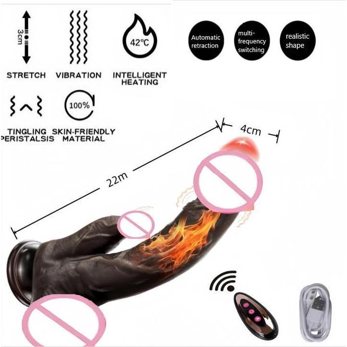 Vibromasseur réaliste en forme de gode, sextoy pour adultes pénis et vagin, masseur réaliste, puissant vibromasseur télescopique chauffant pour femmes, masturbateur anal-2