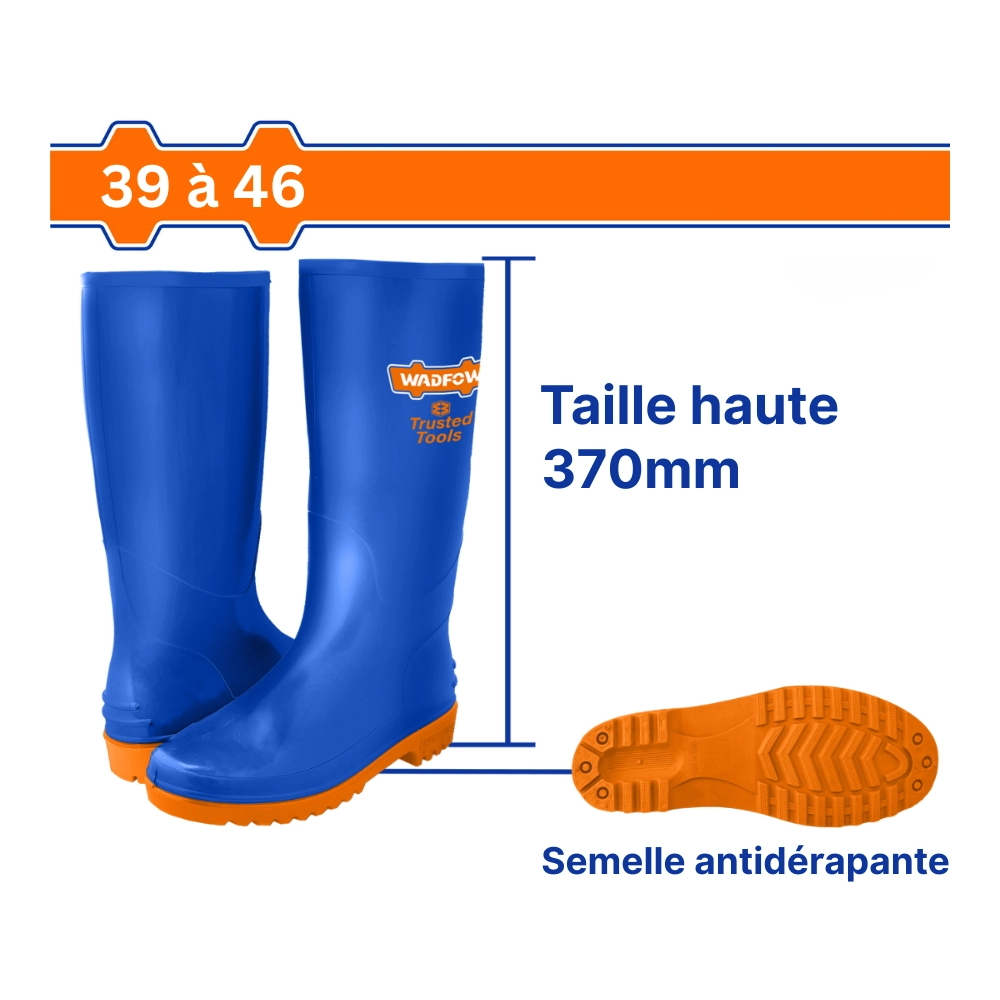 WADFOW Botte PVC bleu T39 à 46-1