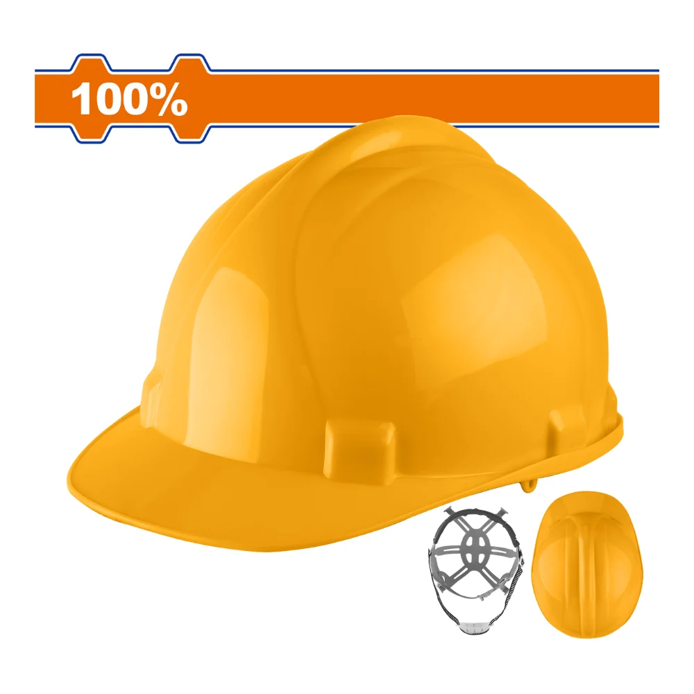 WADFOW Casque de sécurité jaune en PE 320g avec jugulaire