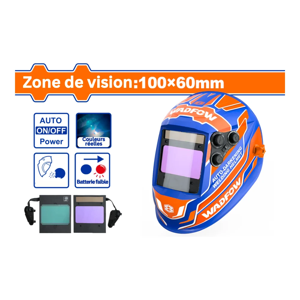 WADFOW Casque de soudage auto-obscurcissant 100 x 60 mm