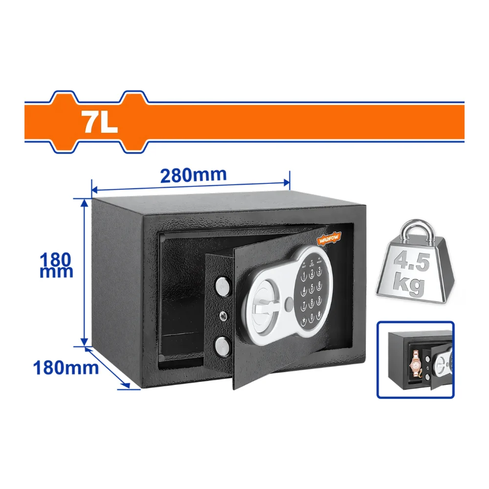 WADFOW Coffre-fort électronique 7L – 4,5 kg (18 x 28 x 18 cm)