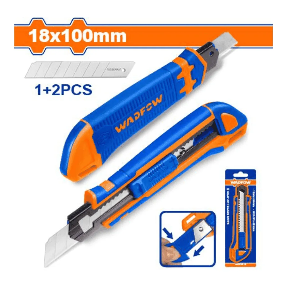 WADFOW Cutter à molette 18 mm x 100 mm avec 3 lames sk5