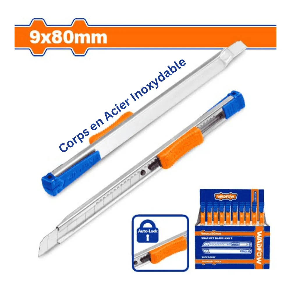 WADFOW Cutter à molette 9 mm(w) x 80 mm(l) lame auto