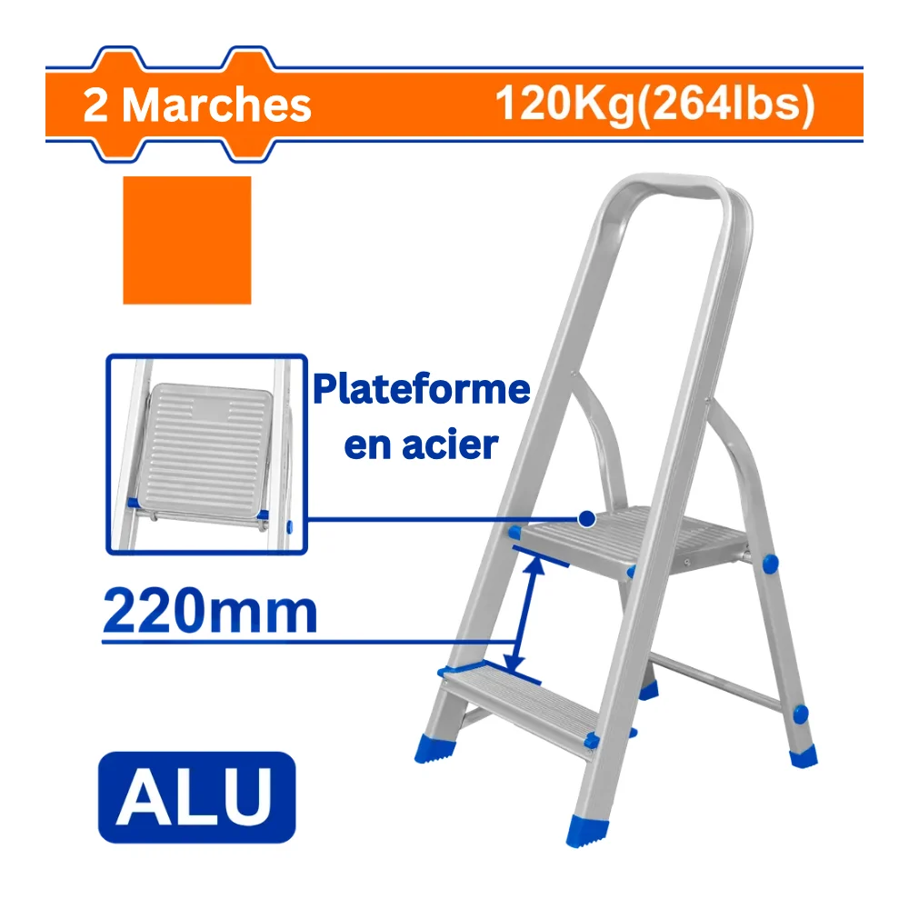 WADFOW Escabeau aluminium 2 marches